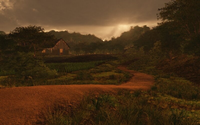 rural path at dusk