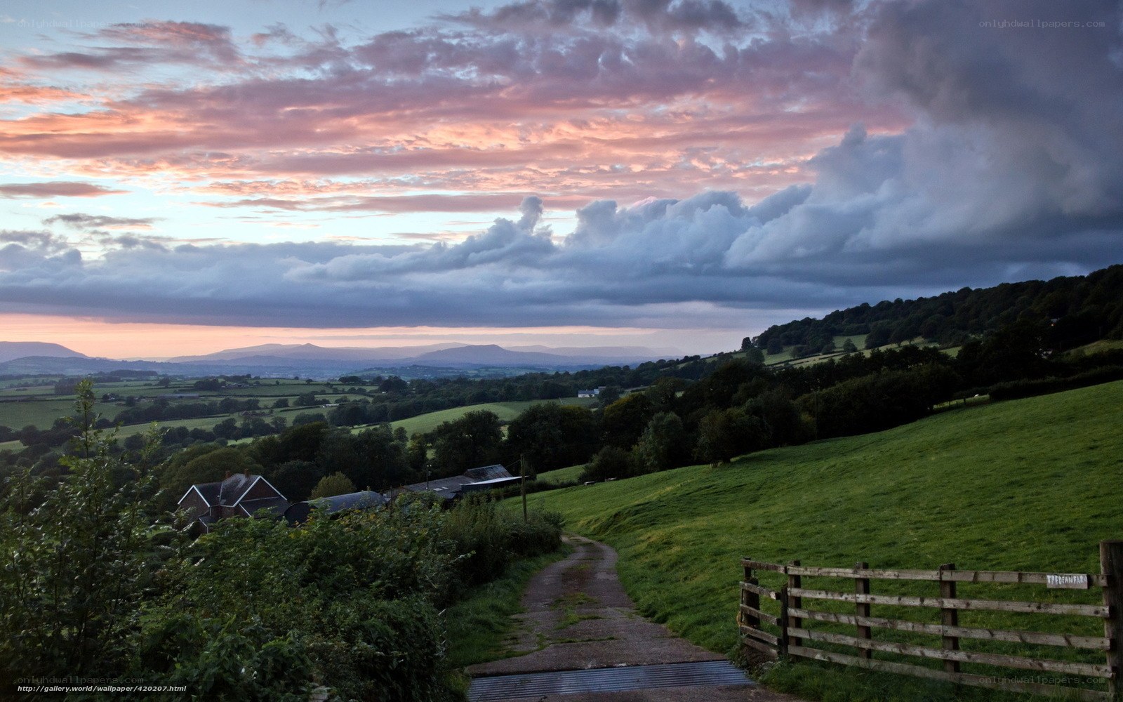 Rural path at sunset