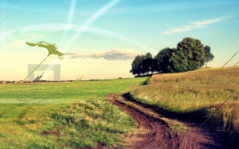Rural path with glowing effects