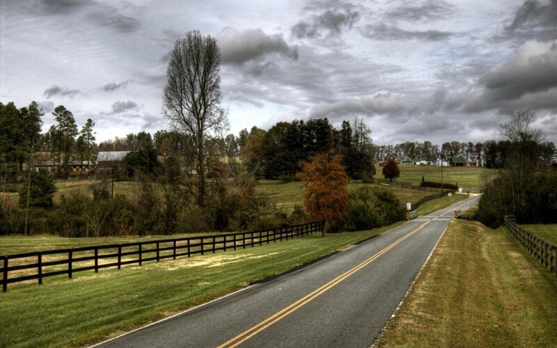 Rural Road with Fences — Green