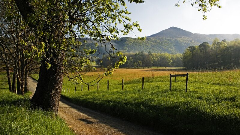 Rural road with mountains in background
