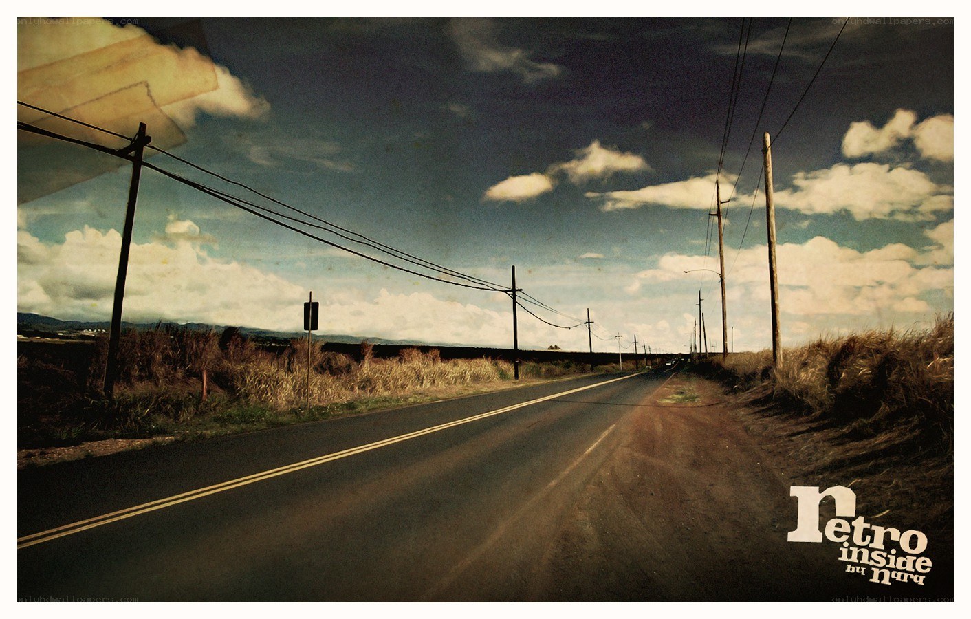 Rural road with power lines