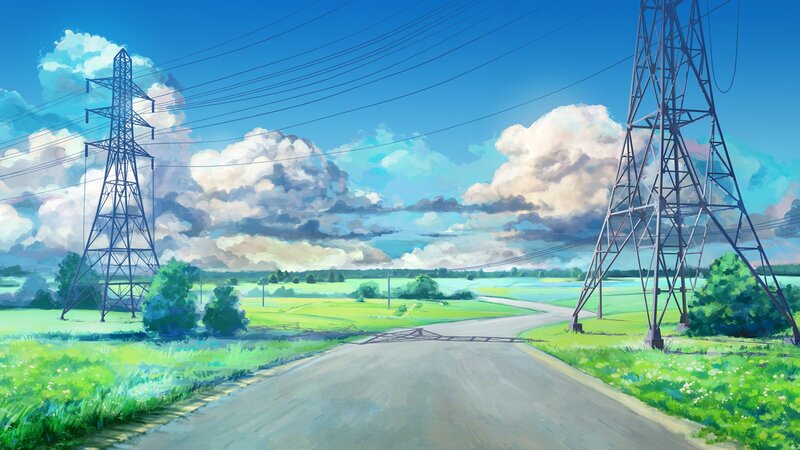 Rural road with power lines