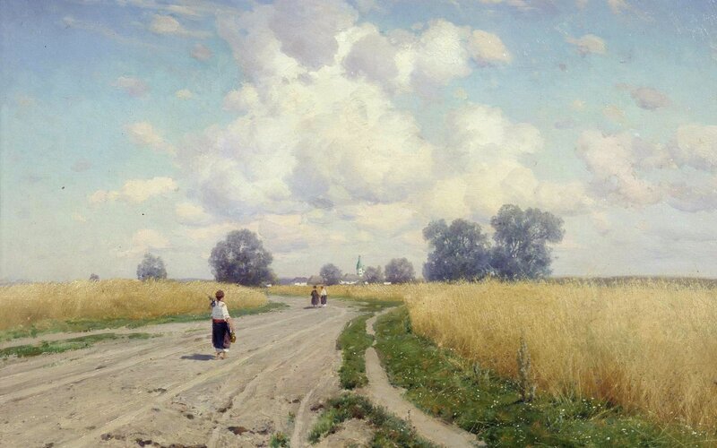 Rural Road with Wheat Fields