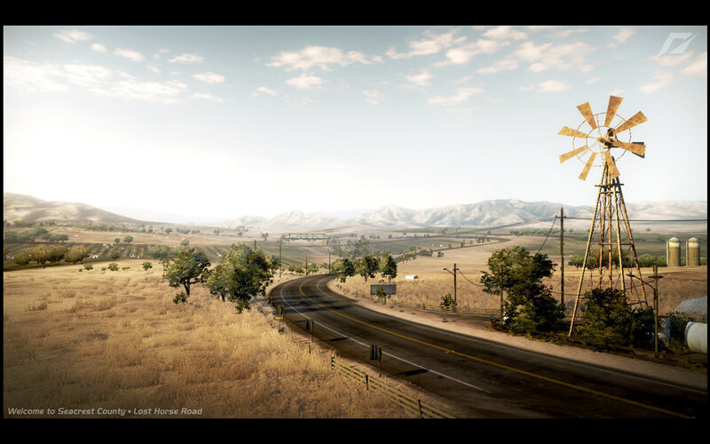 Rural road with windmill