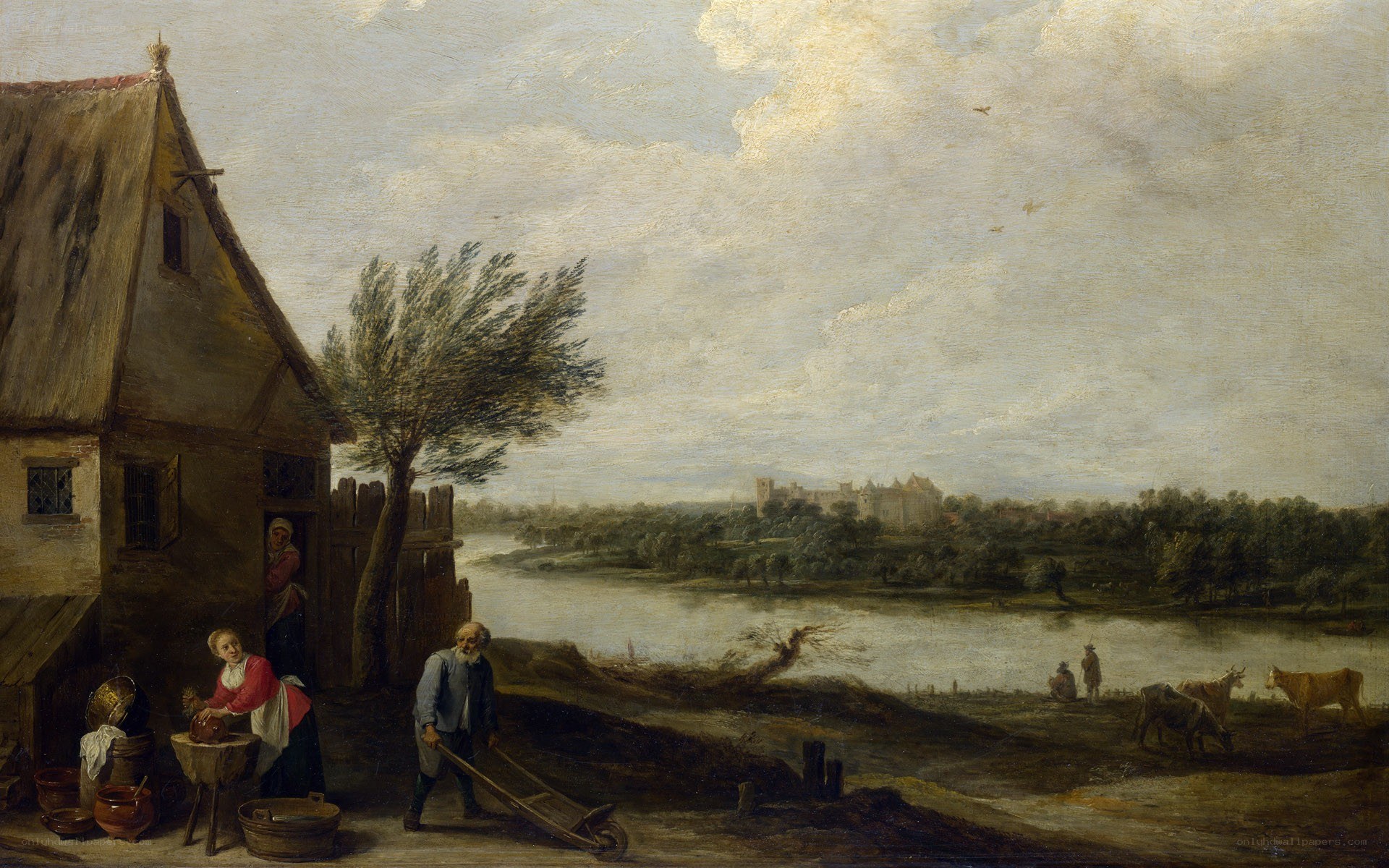 Rural scene by river