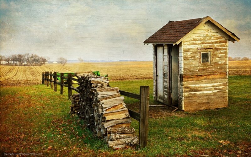 Rural shed in autumn field