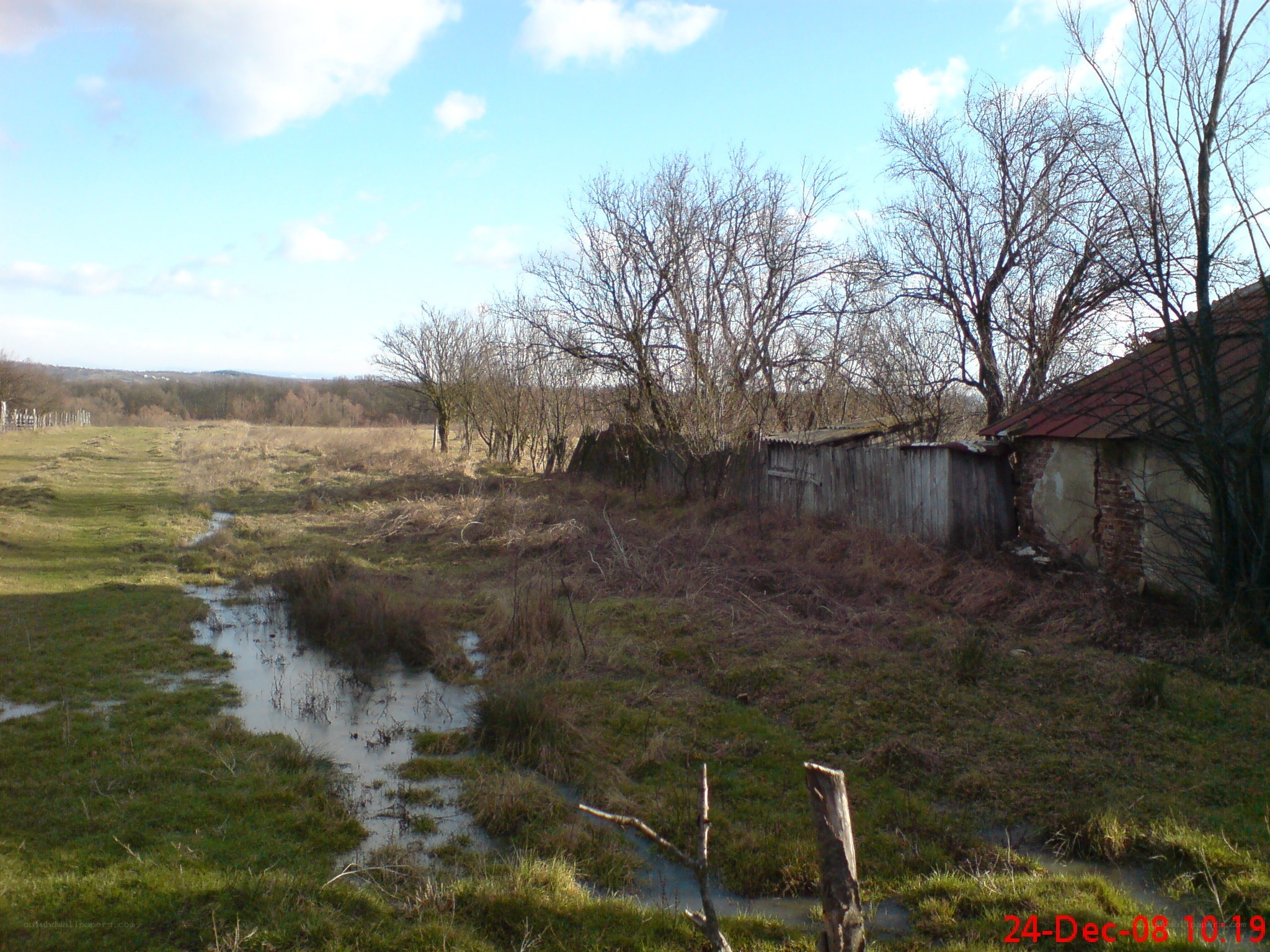 Rural stream and old shed