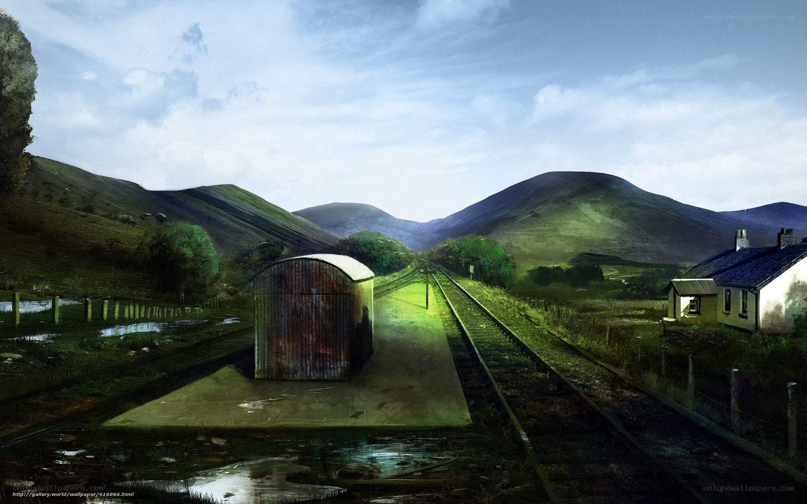 Rural train station in the hills
