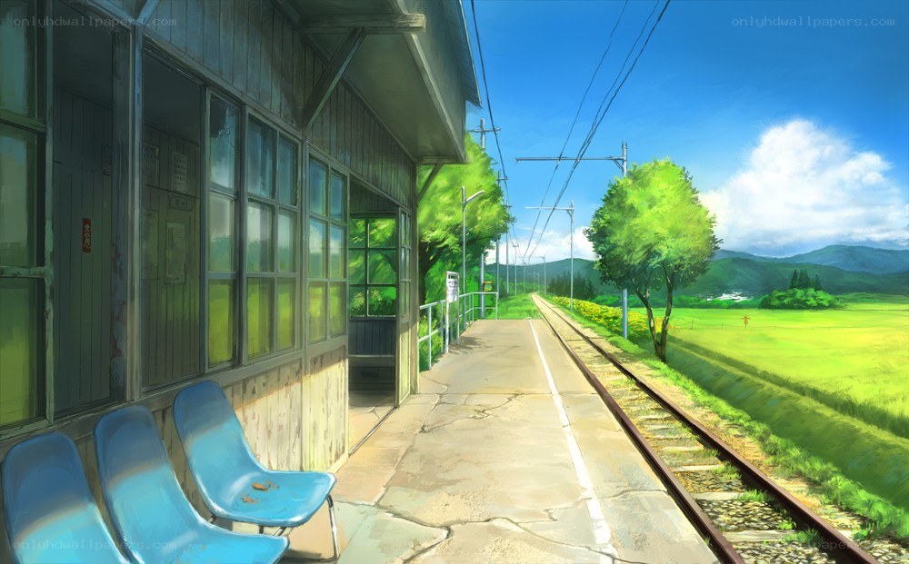 Rural train station on a sunny day