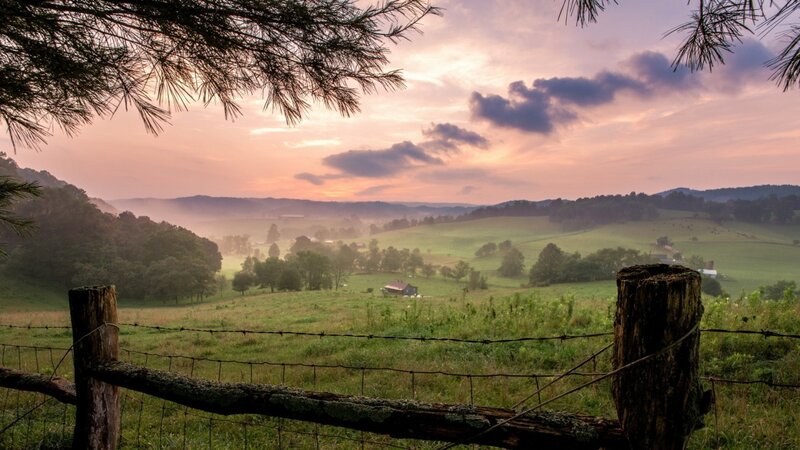 Rural Valley at Sunrise