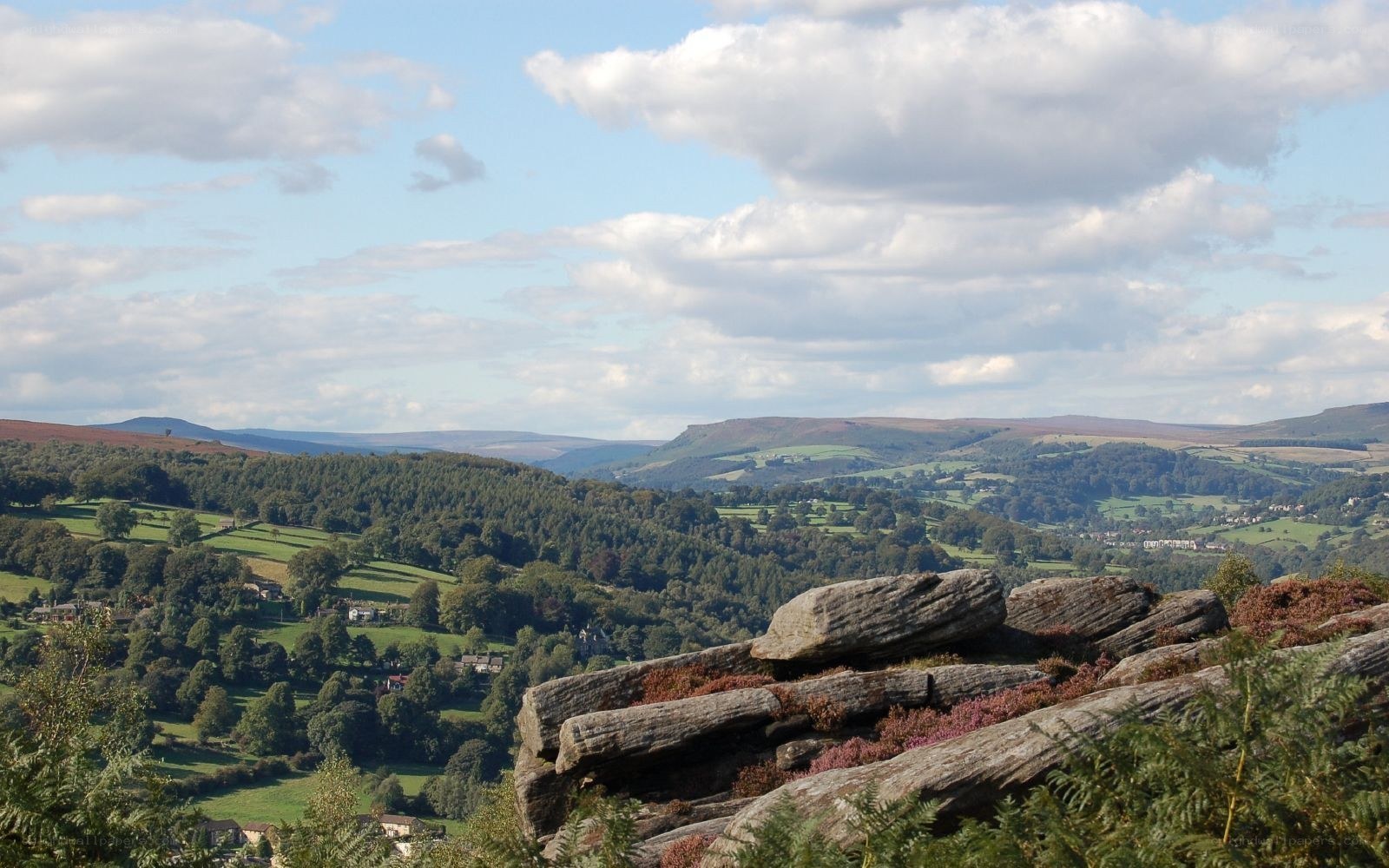 rural valley landscape with rocks