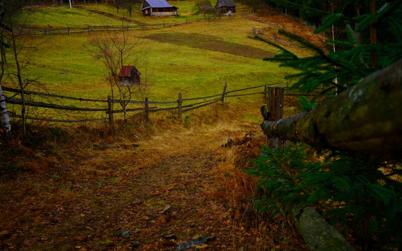 Rural Village Landscape — Green, Serene
