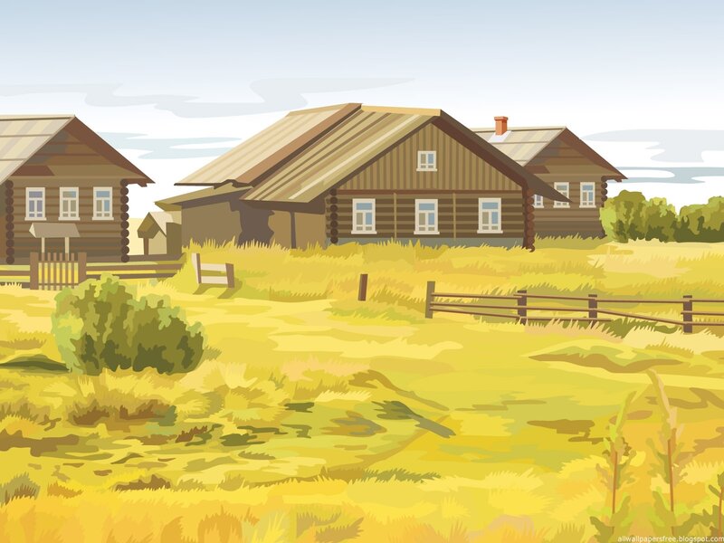 rural wooden houses landscape