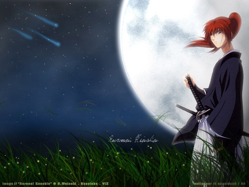 Rurouni Kenshin under moonlight