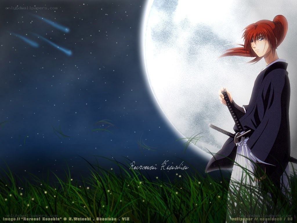 Rurouni Kenshin under moonlight