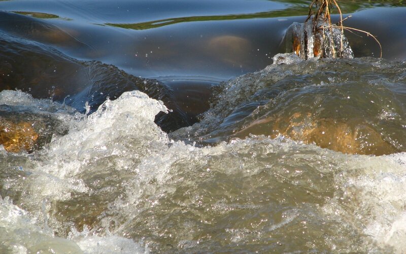 Rushing water over rocks