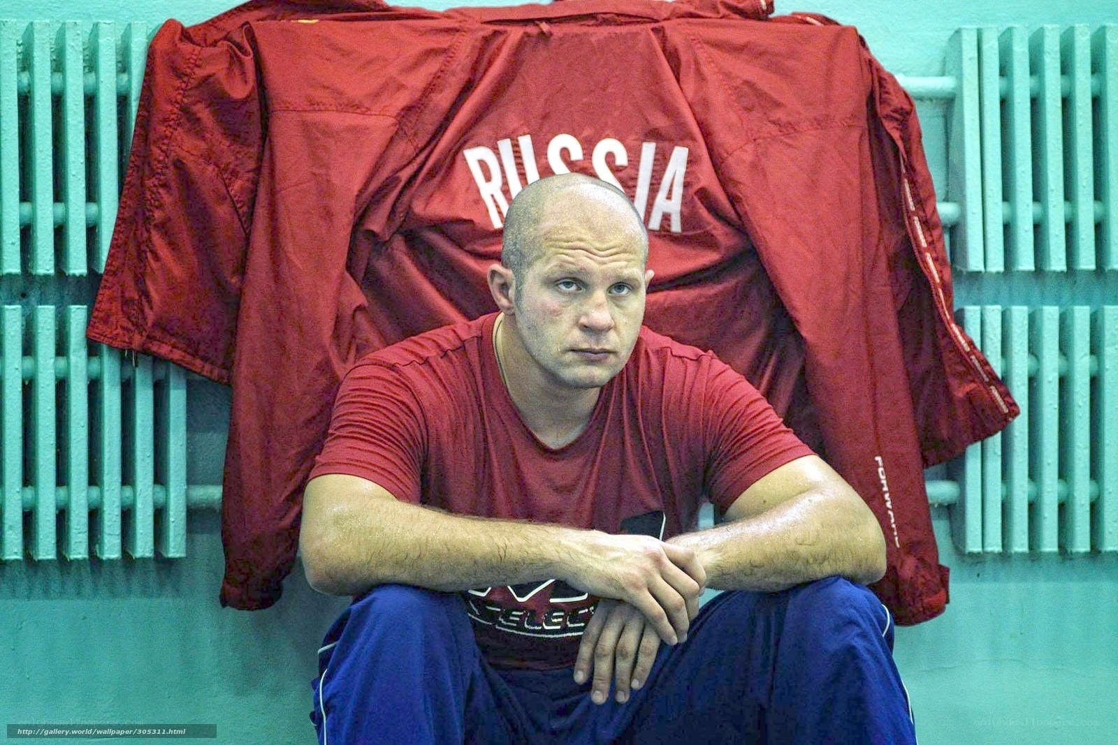 Russian athlete in locker room