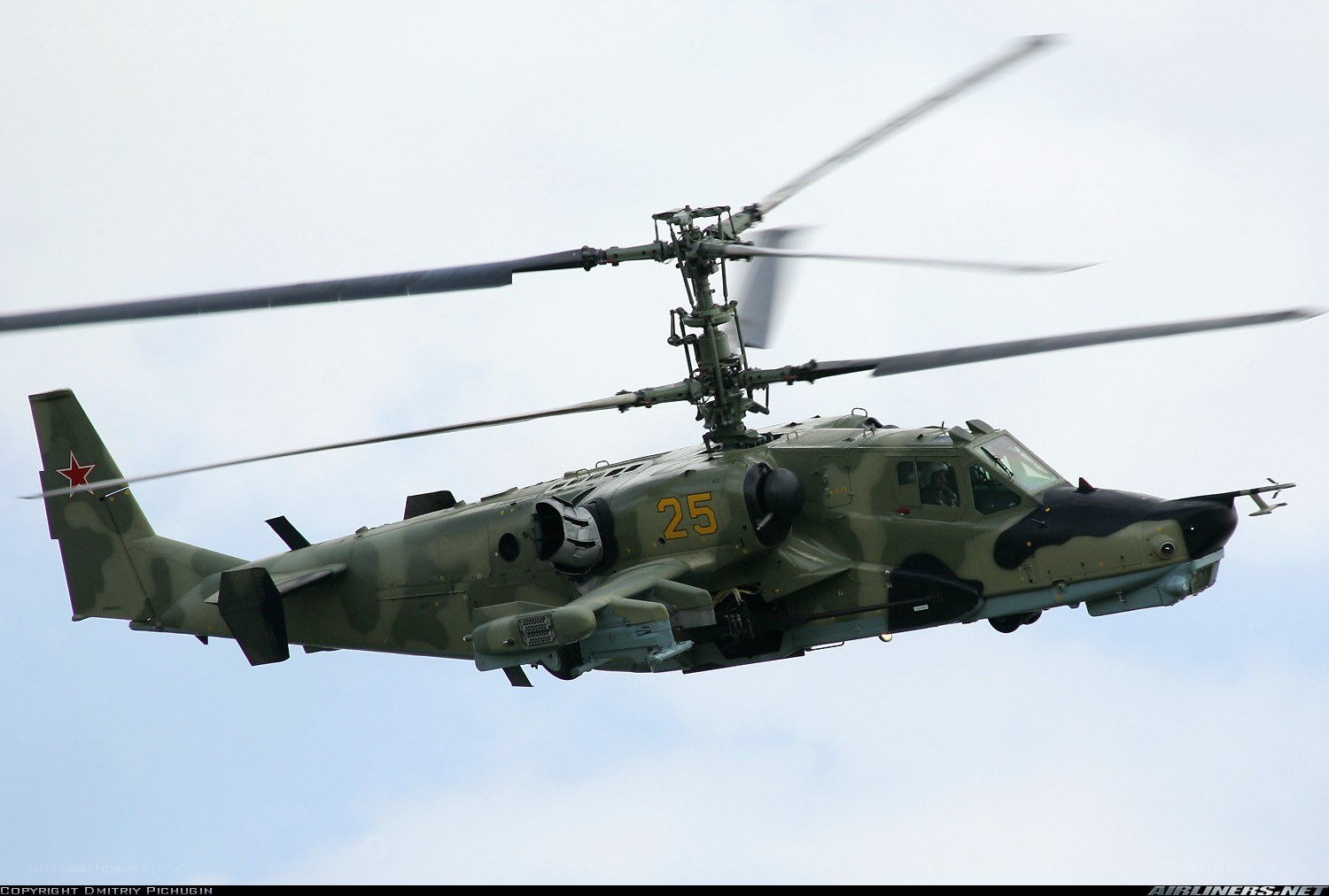 Russian attack helicopter in flight