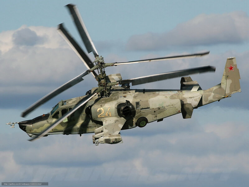 Russian attack helicopter in flight