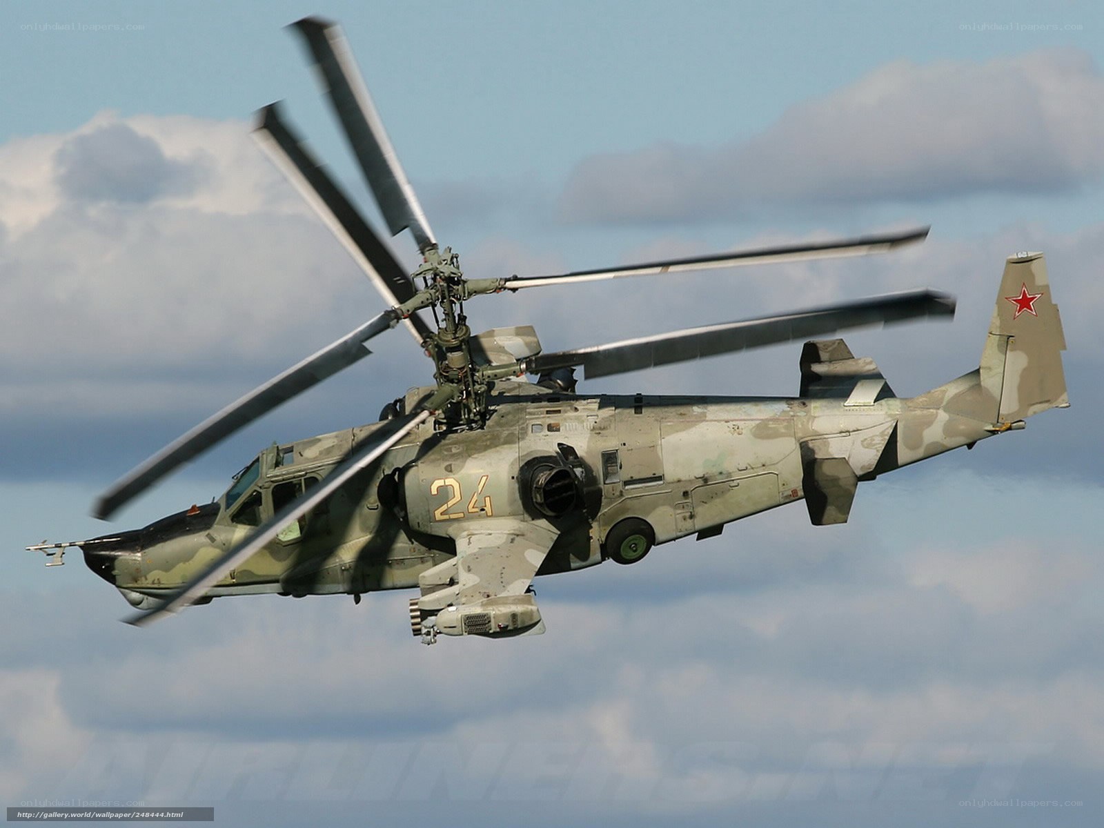 Russian attack helicopter in flight