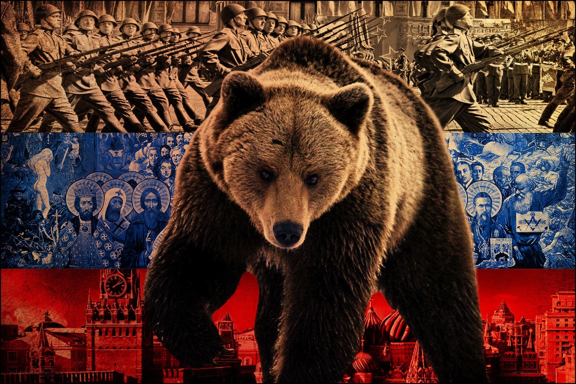 Russian Bear Symbolism Collage
