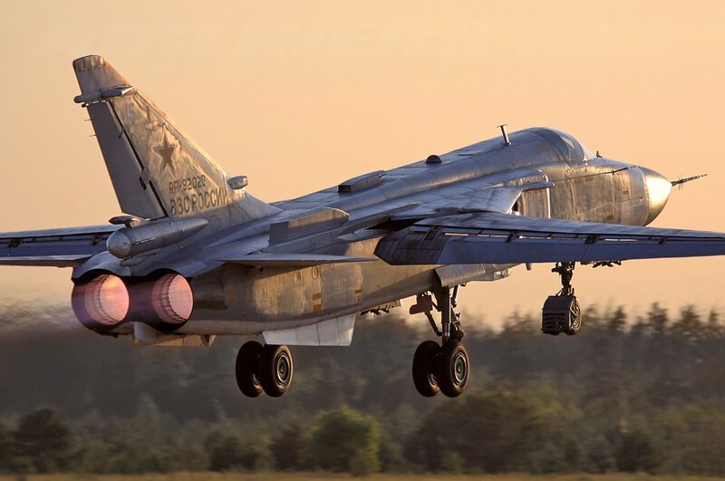 Russian bomber jet taking off