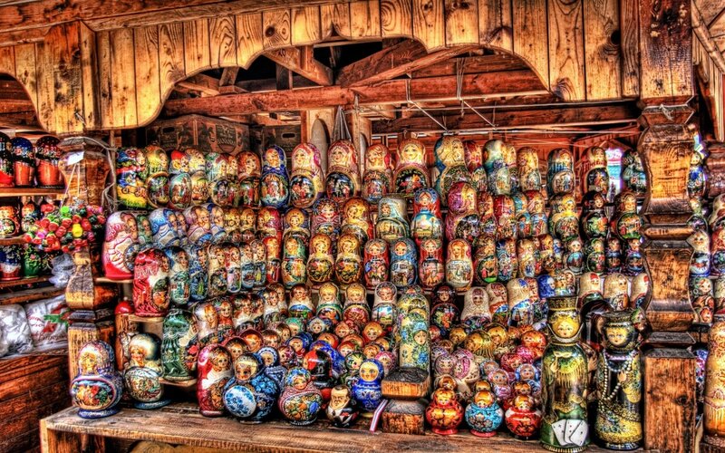 Russian dolls at a market stall