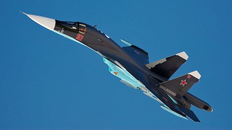 Russian Fighter Jet — Blue, Dynamic, Afternoon, Photograph