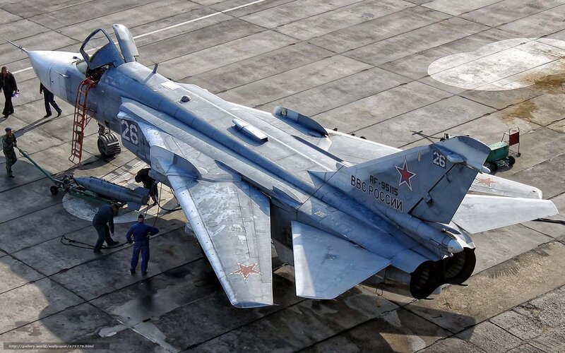 Russian Fighter Jet on Tarmac — Gray