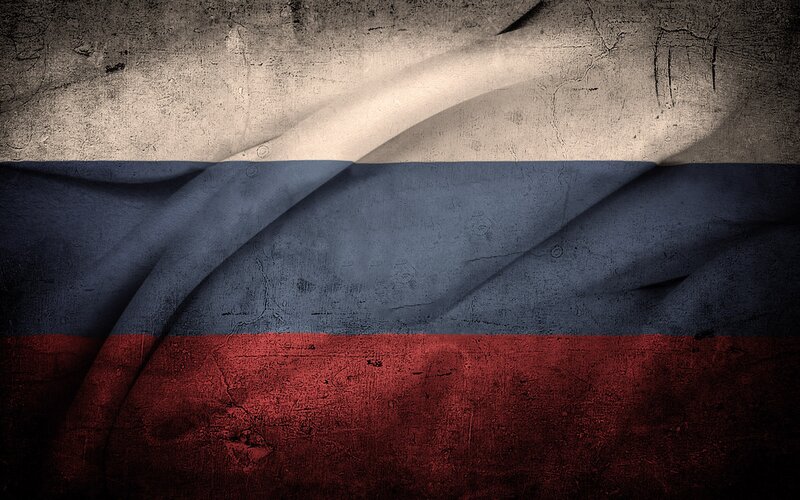 Russian Flag on Concrete