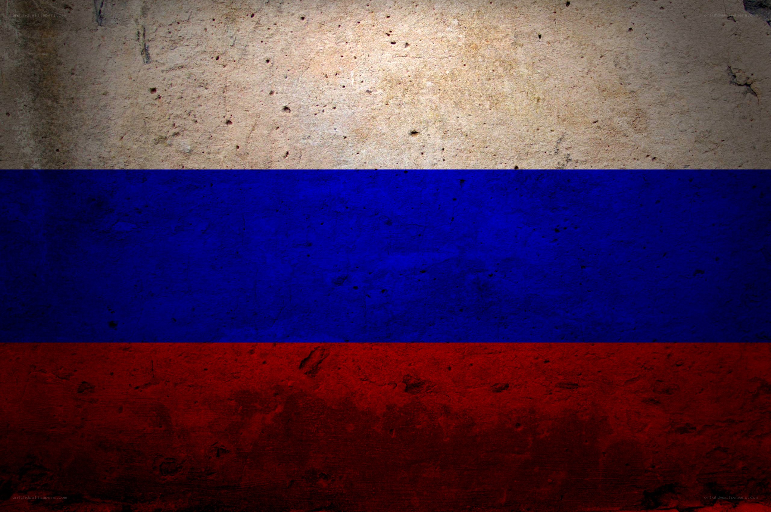 Russian flag on textured wall