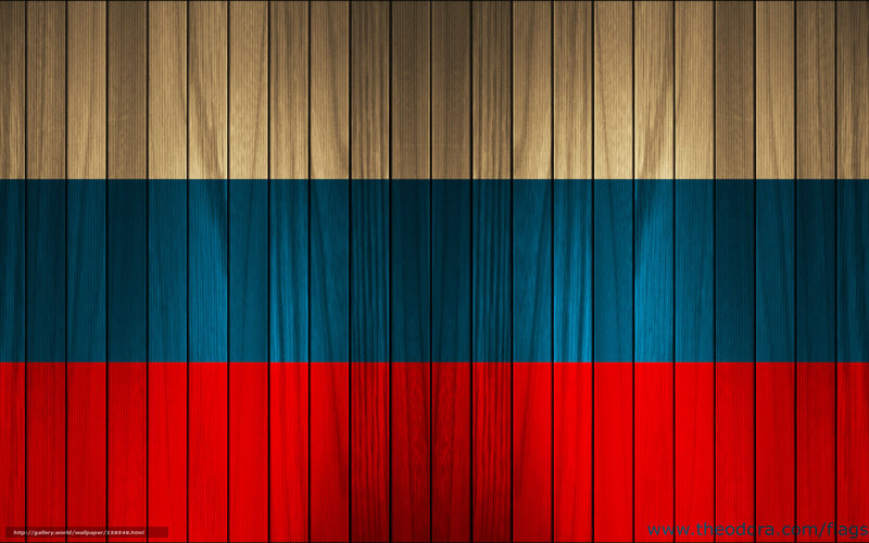 Russian flag on wooden planks