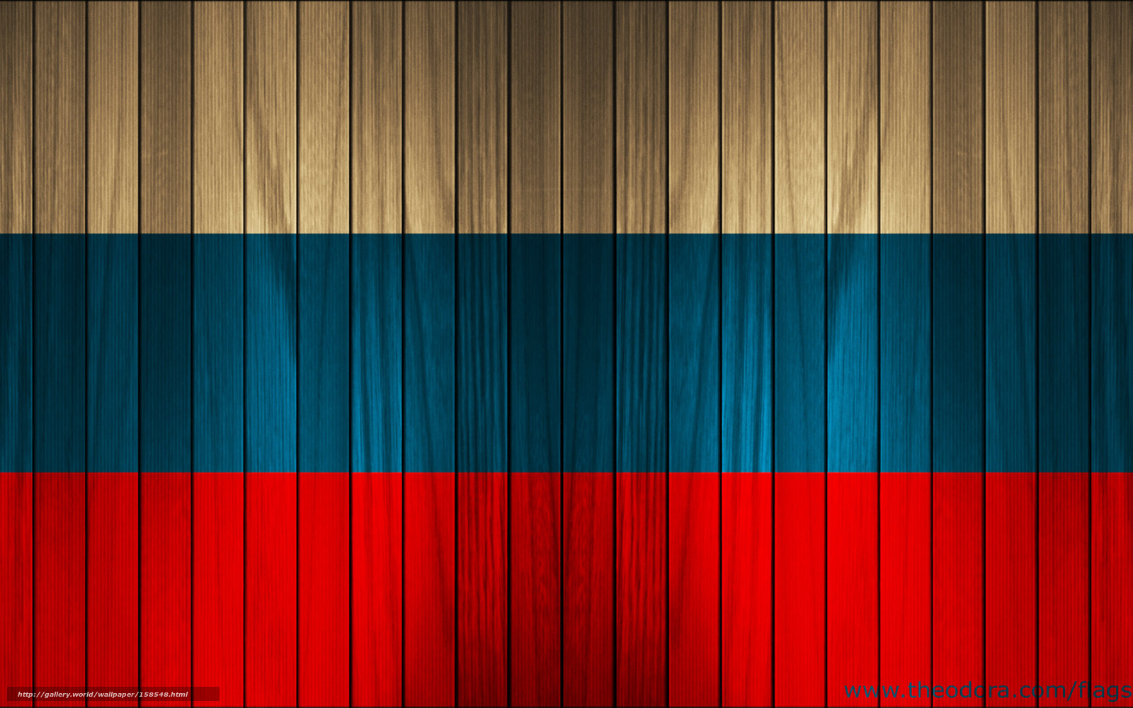 Russian flag on wooden planks