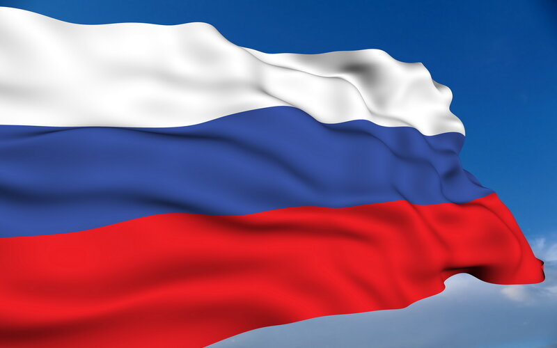 Russian flag waving in the wind