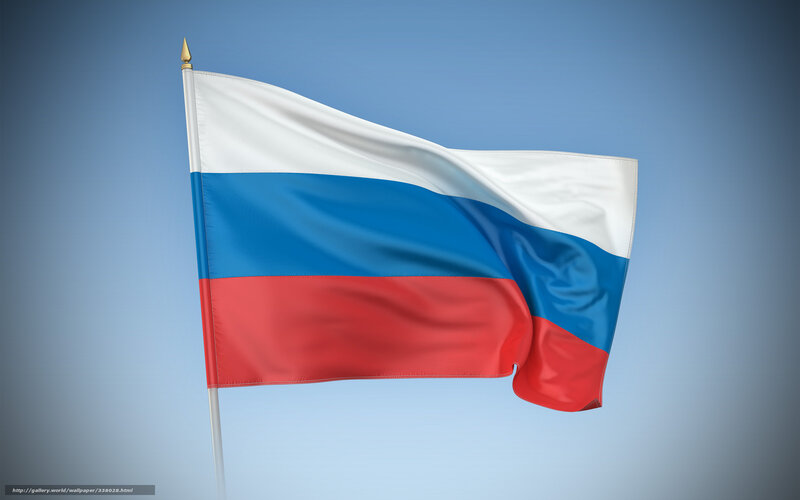 Russian flag waving in wind