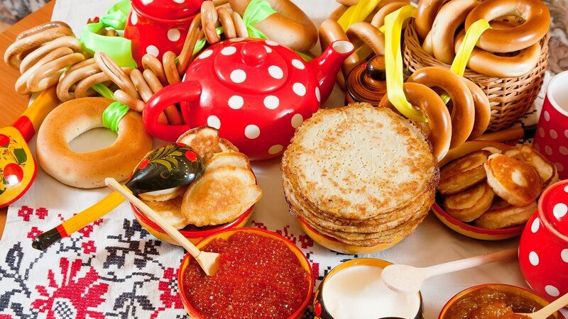 Russian food spread