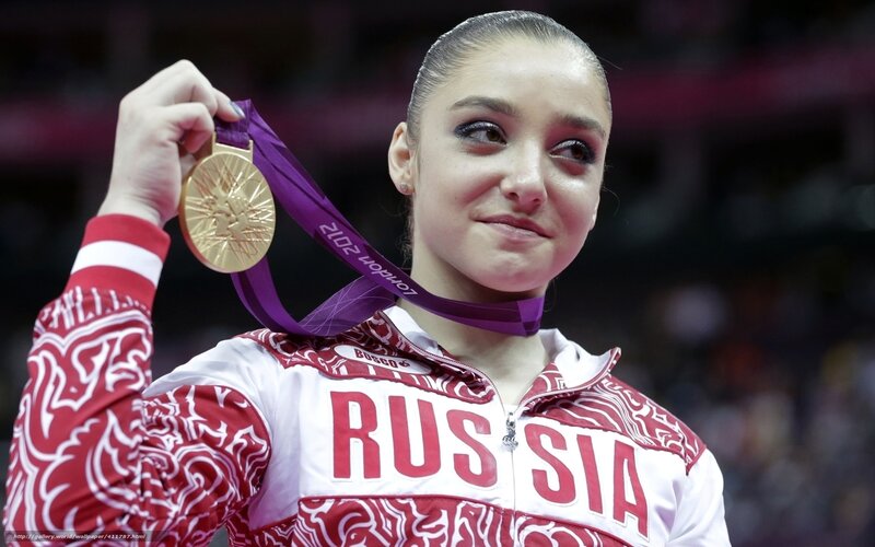 Russian gymnast with gold medal