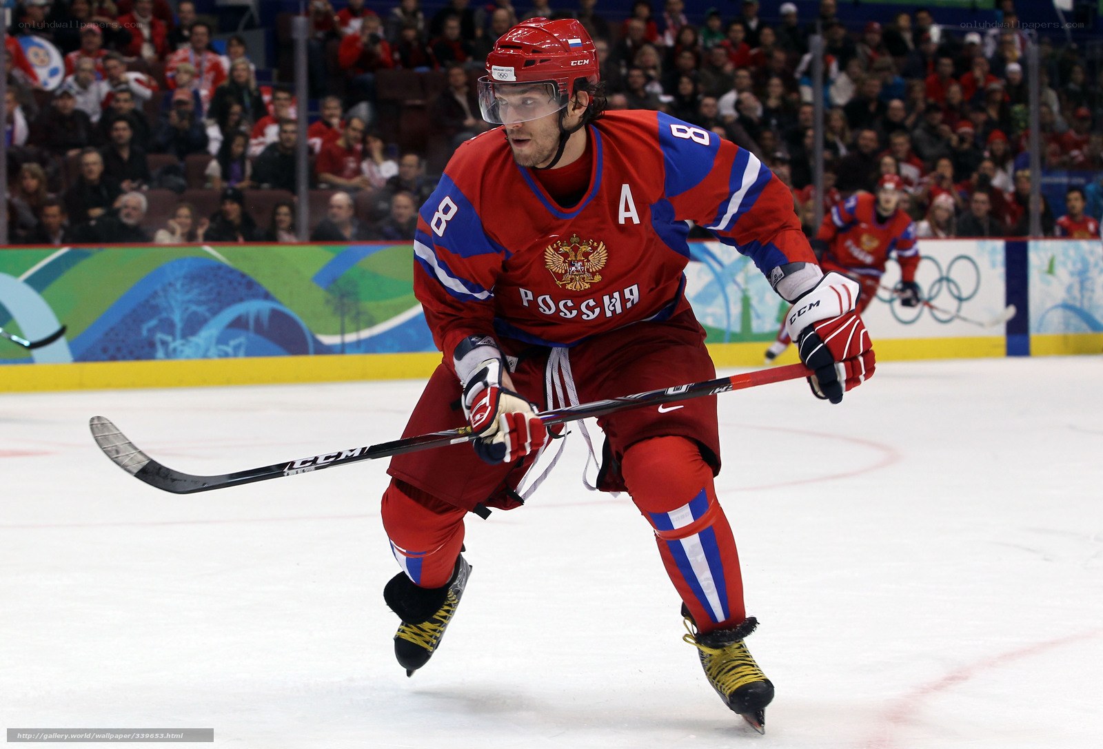 Russian hockey player in action