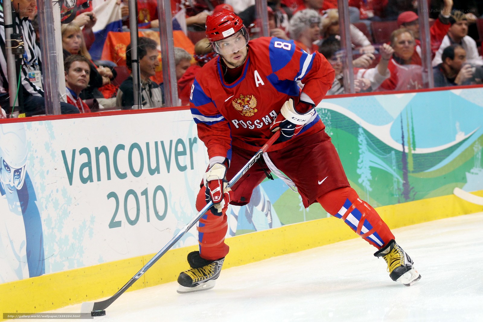 Russian hockey player in action