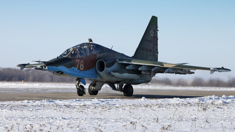 Russian jet on snowy runway
