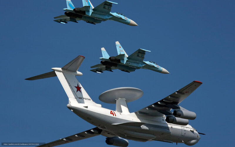 Russian military aircraft in formation