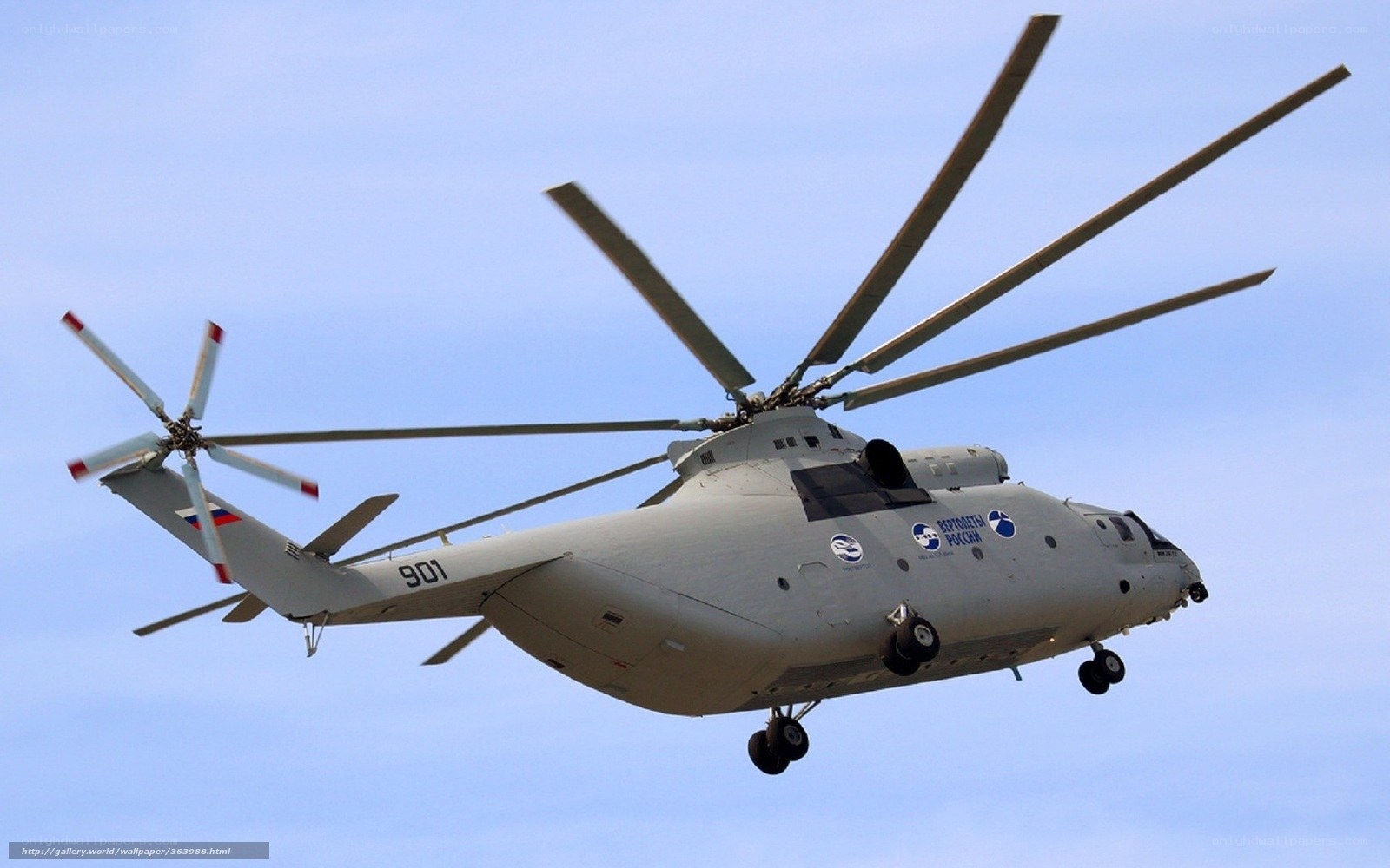 Russian military helicopter in flight