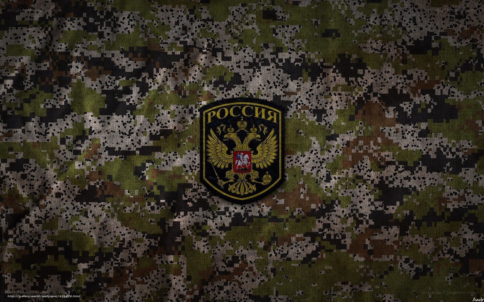 Russian military patch on camouflage