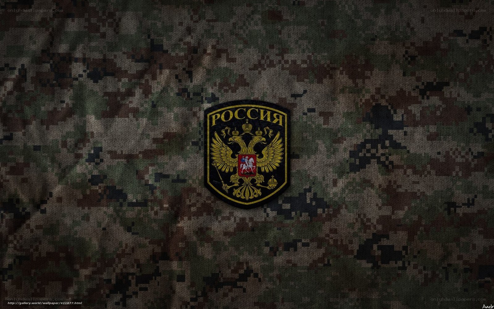 Russian military patch on camouflage