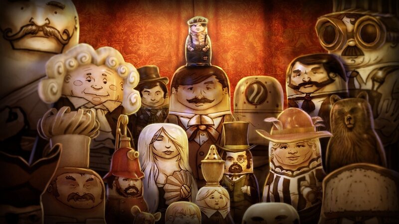 Russian nesting dolls with characters