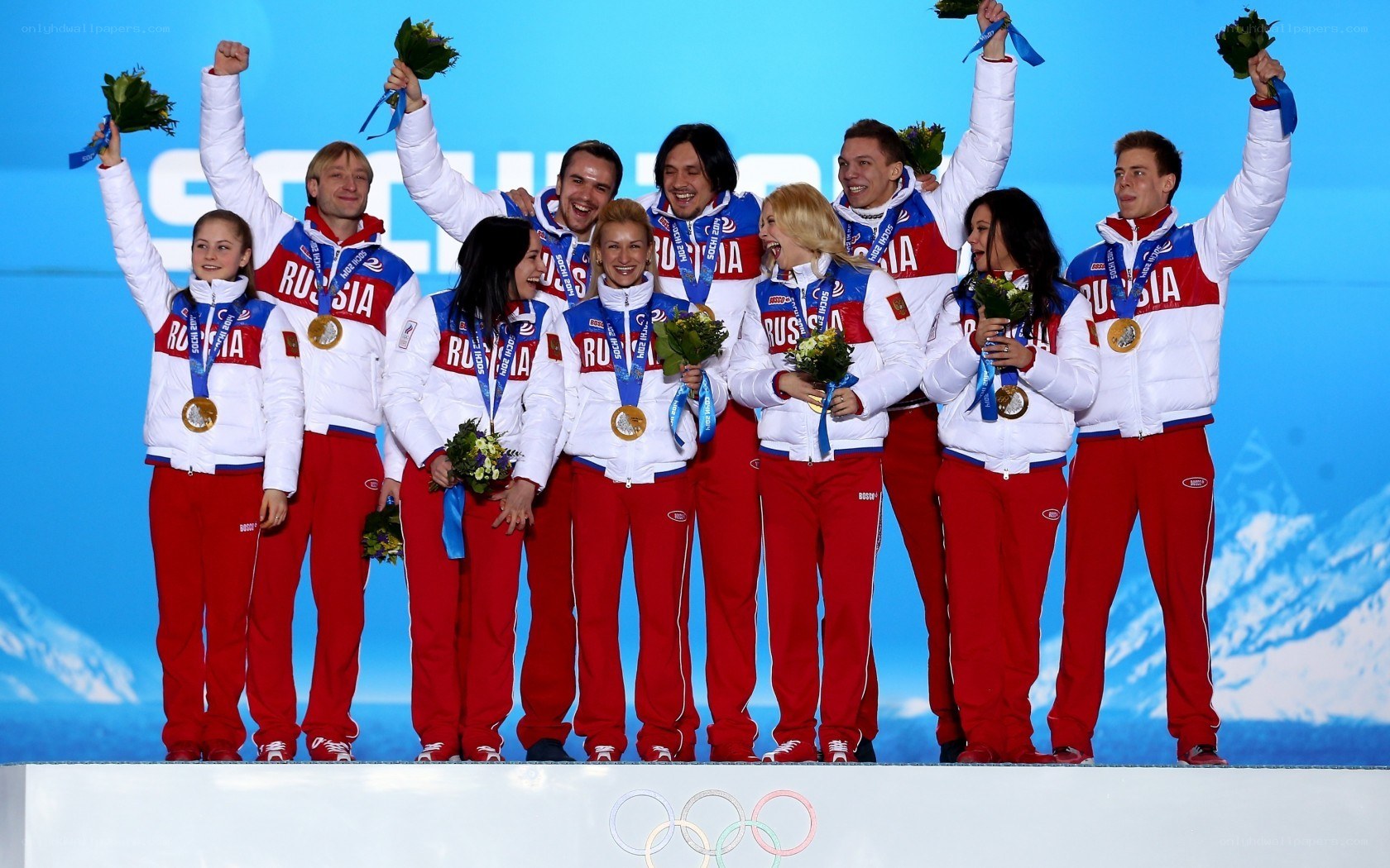 Russian Olympic team celebrates