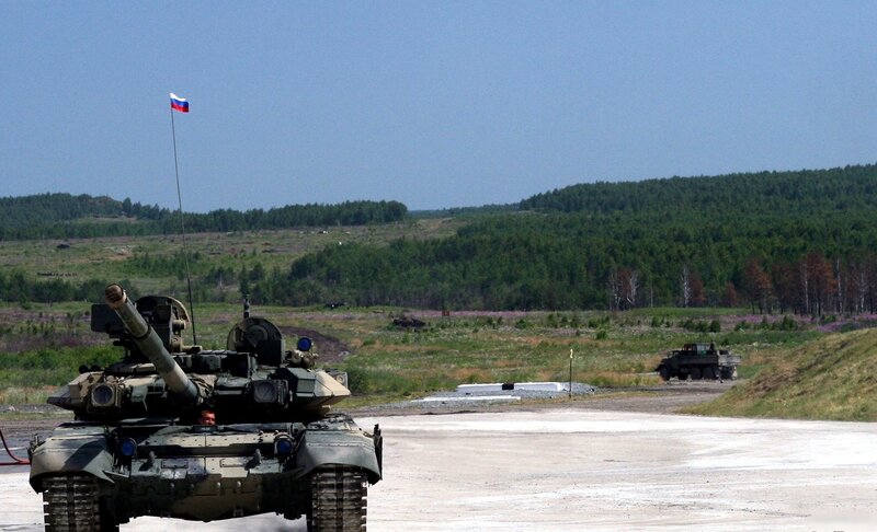 Russian tank on a training ground