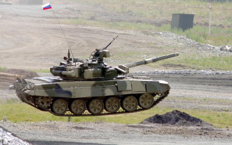 Russian Tank on Display — Green, Neutral, Afternoon