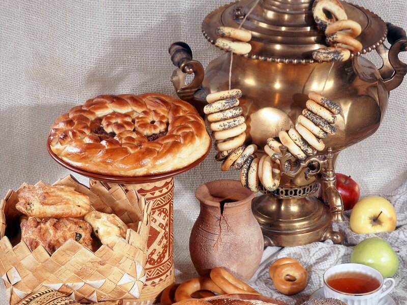 Russian Tea Set with Bread